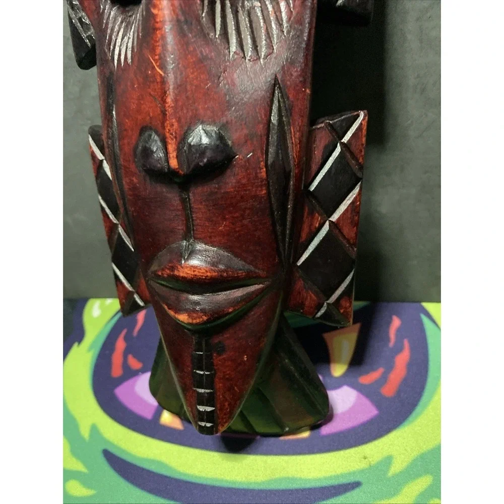 Hand Carved Benin Rare Tribal Mask Wall Hanging 13